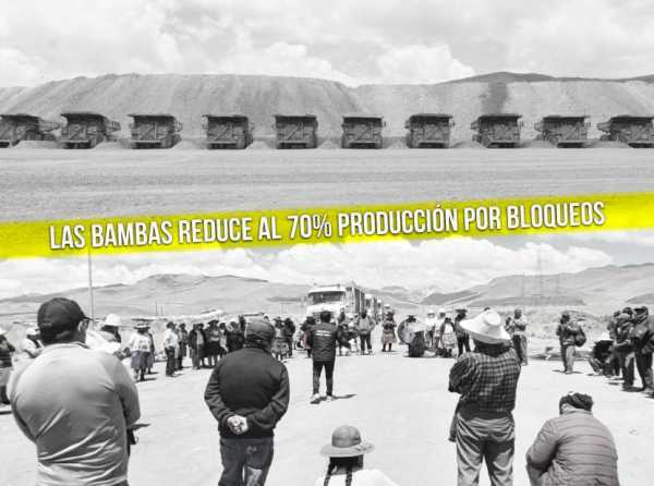 Las Bambas reduce 70% de producción por bloqueos