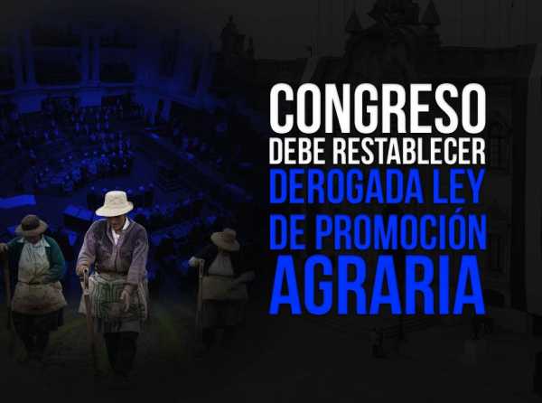 Congreso debe restablecer derogada Ley de Promoción Agraria 