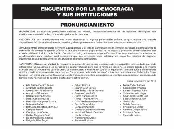 Pronunciamiento en defensa de la democracia