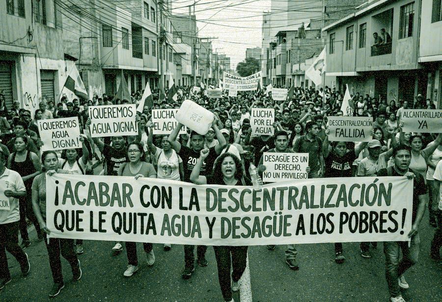 &iexcl;Acabar con la descentralizaci&oacute;n que le quita agua y desag&uuml;e a los pobres!